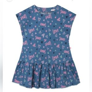 Billieblush Heart Print Dress Size 4 Blue Pink Denim